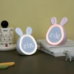 Horloge lapin pour chambre d'enfant, veilleuse intégrée