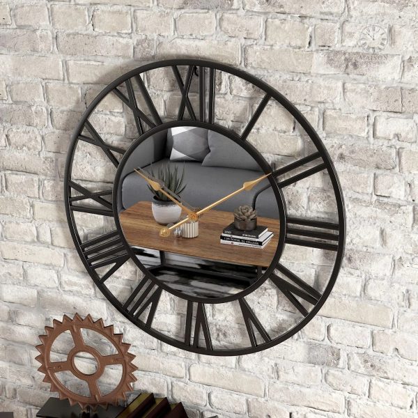 Horloge murale miroir, accessoire décoratif polyvalent