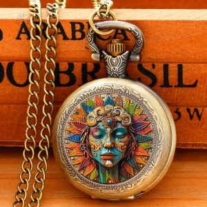 Montre à Gousset design Bohème avec chaîne