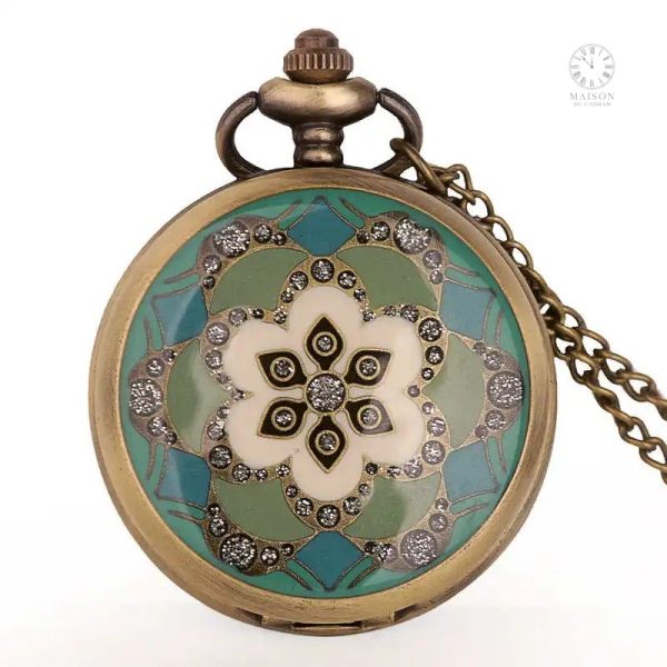 Montre gousset à motif floral chic et original