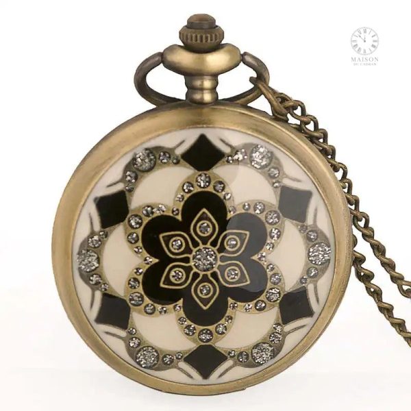 Élégante montre à gousset avec design floral
