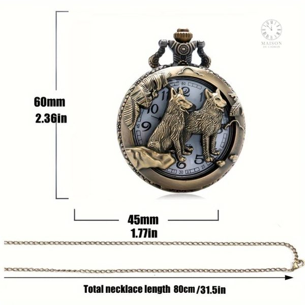 Montre à gousset originale avec motif animalier