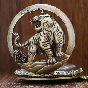 Détails de la montre à gousset avec motif tigre