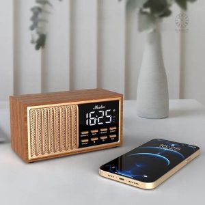 Radio Réveil Bluetooth en bois