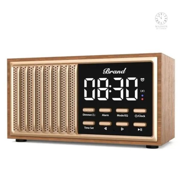 Radio Réveil en bois avec affichage numérique
