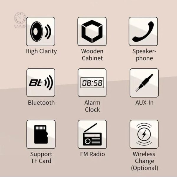 Réveil en bois moderne avec connectivité Bluetooth