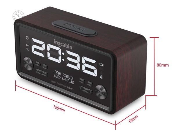 Radio Réveil Bois avec réglage du volume