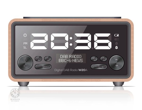 Radio réveil en bois naturel avec alarme