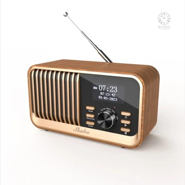 Radio-Réveil avec finition en bois naturel esthétiquement plaisant