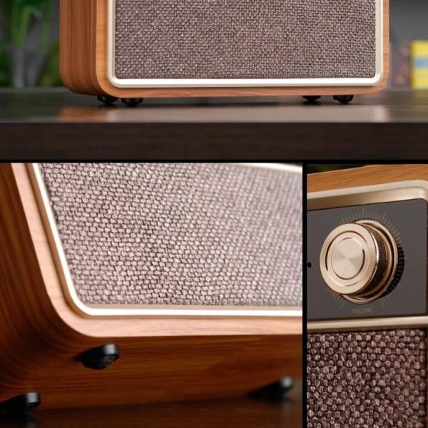 Radio réveil avec finition en bois